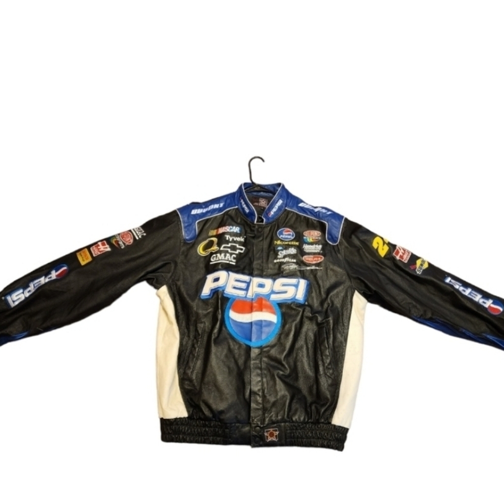 Vtg Jeff Gordon by Jeff Hamilton Pepsi Genuine Leather Jacket - Picture 10 of 10